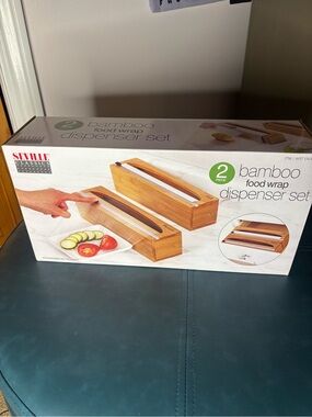 Bamboo 2-Piece Food Wrap Dispenser Set - Natural Bamboo